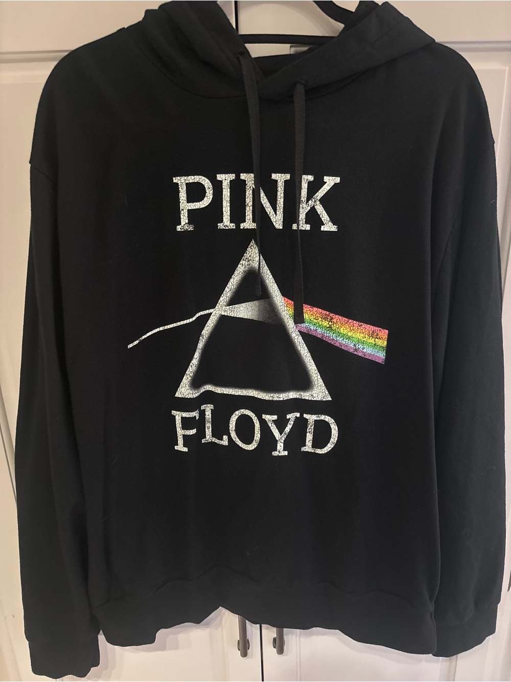 Pink Floyd Black Crewneck Sweatshirt with Prism Rainbow Graphic xl